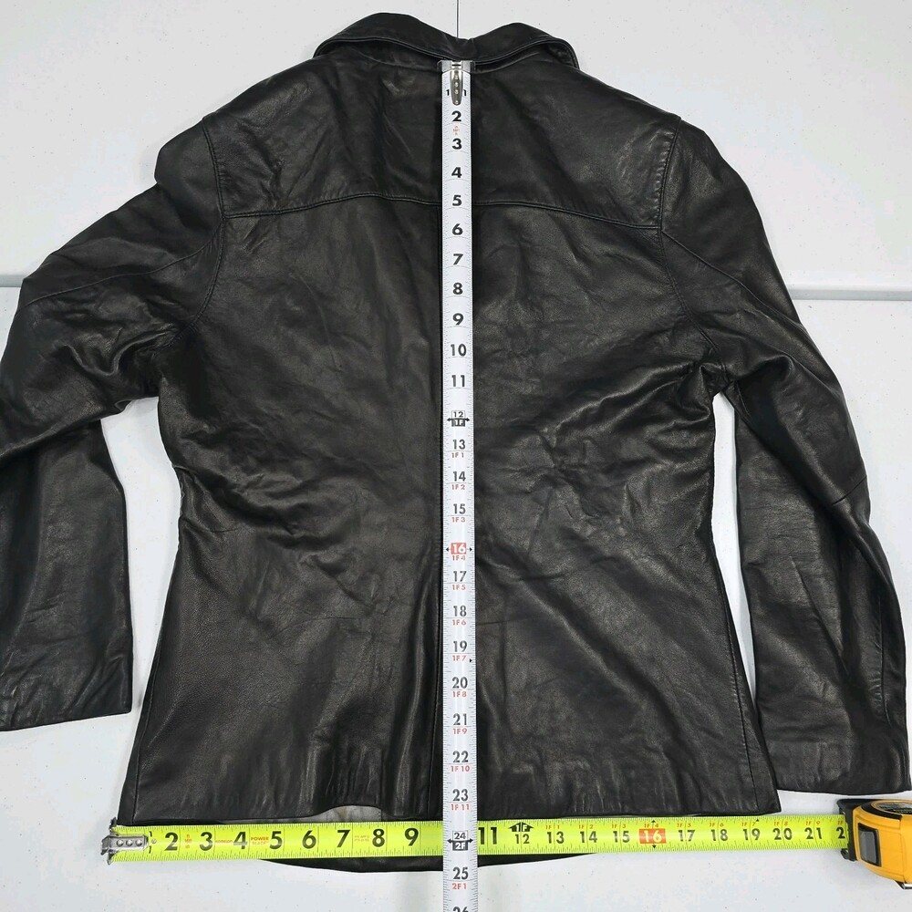 Worn Vintage 90s Beyond Sport California Lamb Leather Jacket Women L Button Up - Picture 11 of 16